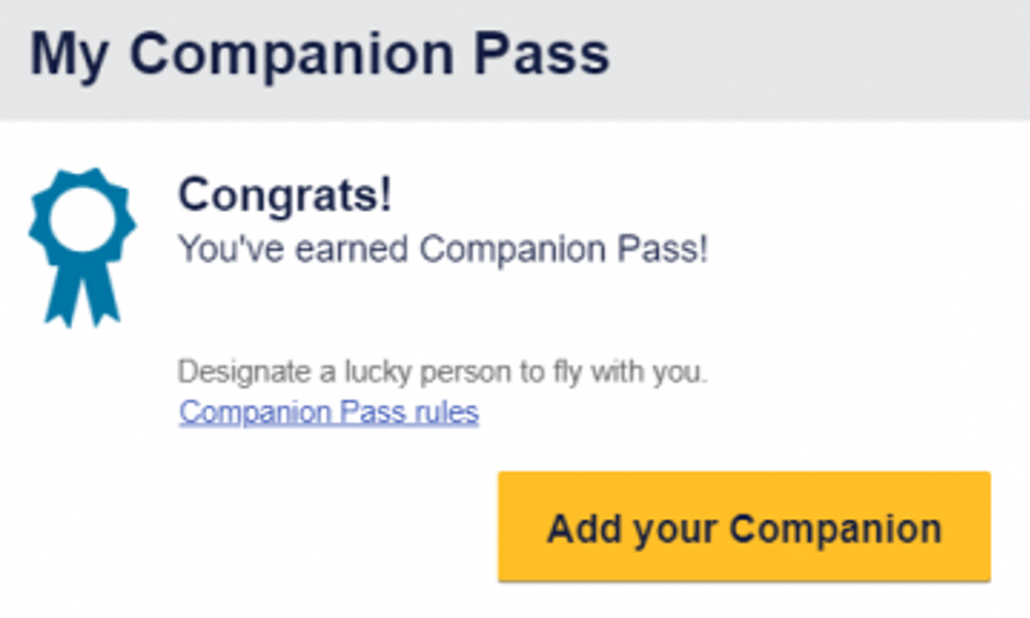 Companion Pass welcome graphic
